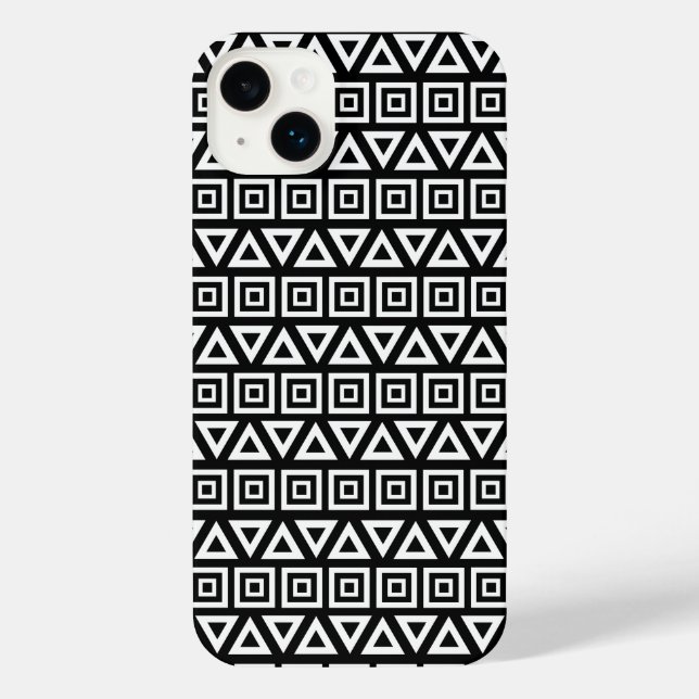 Aztec triângulos+quadrados branco-padrão em preto (Verso)