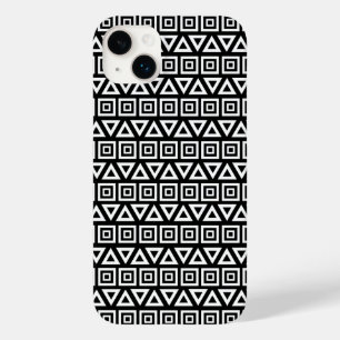 Aztec triângulos+quadrados branco-padrão em preto