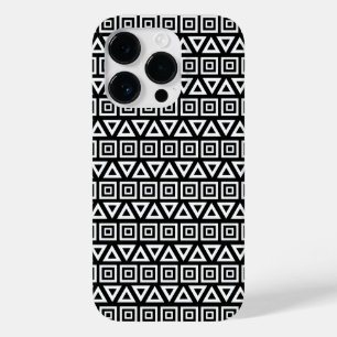 Aztec triângulos+quadrados branco-padrão em preto