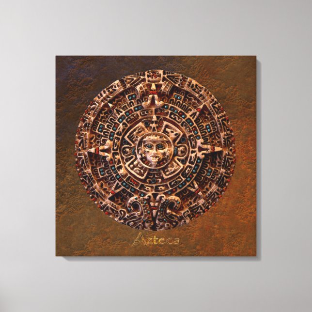 AZTECA ~ Mayan - Aztec Sun Calender Art Impressão (Frente)