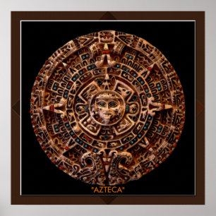 AZTECA ~ Mayan - Aztec Sun Calender Art Impressão