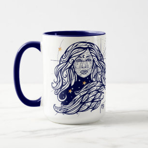 Azuis marinhos do zodíaco do Virgo & caneca do