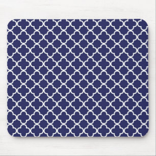 Azuis marinhos Quatrefoil Mousepad