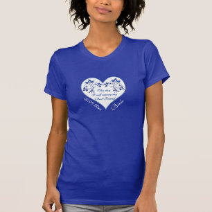 Azuis marinhos, t-shirt floral branco da noiva do