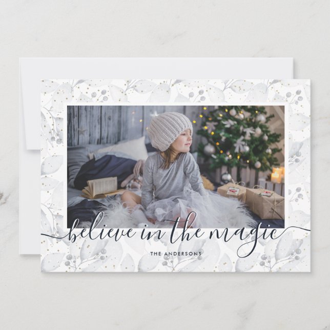 Azul Acredita Nos Cartões De Natal De Foto Mágica (Frente)
