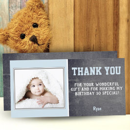 Azul Aniversário Obrigado Crianças Cartões com fot