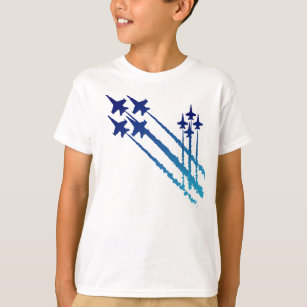 Azul Anjos Duplos Diamantes Kids T-Shirt