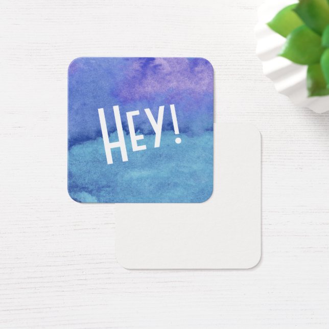 Azul, Aqua, aguarela roxa com "Hey!" Notas (Mesa)