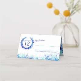 Azul aqua aquarela herbácea cartões de casamento