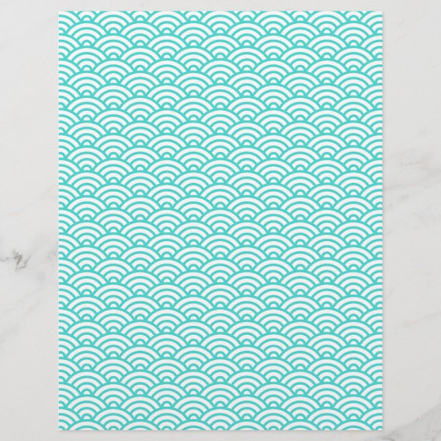 Azul-aqua japonês ondas raspando ou papel artesana (Frente)