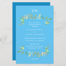 Azul Aqua Sky Azul Convite de casamento orçamental