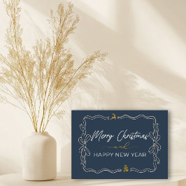 Azul: Arco e Árvores Doodles Cartão de Feriado dob