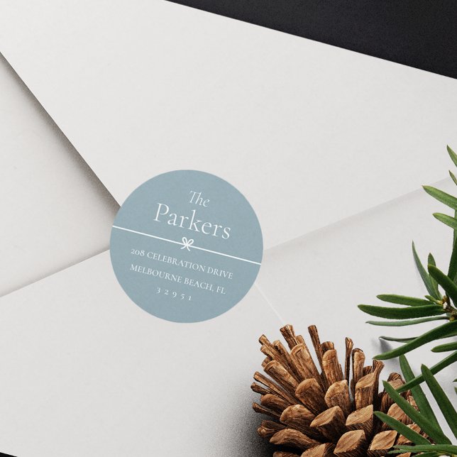 Azul | Autocolante de endereço de retorno mínimo d (Criador carregado)