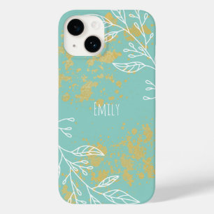 Azul Bonito Dourado Branco em Folha Personalizado