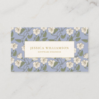 Azul, Botânica Cottagecore Floral Cartão de visita