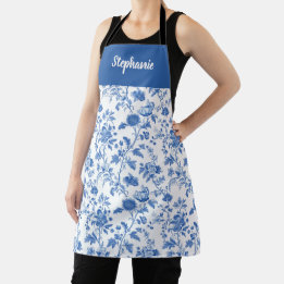 Azul Branco Floral Nome Personalizado