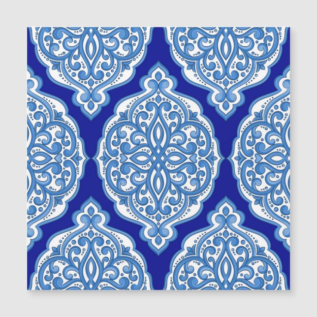 Azul-branco-luxo, ornamento turco. (Frente)