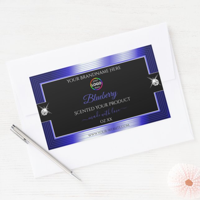 Azul brilhante preto brilhante com etiqueta de log (Envelope)