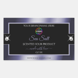 Azul brilhante, preto e luxuoso, com etiqueta de p