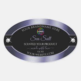 Azul brilhante, preto e luxuoso, com etiqueta de p