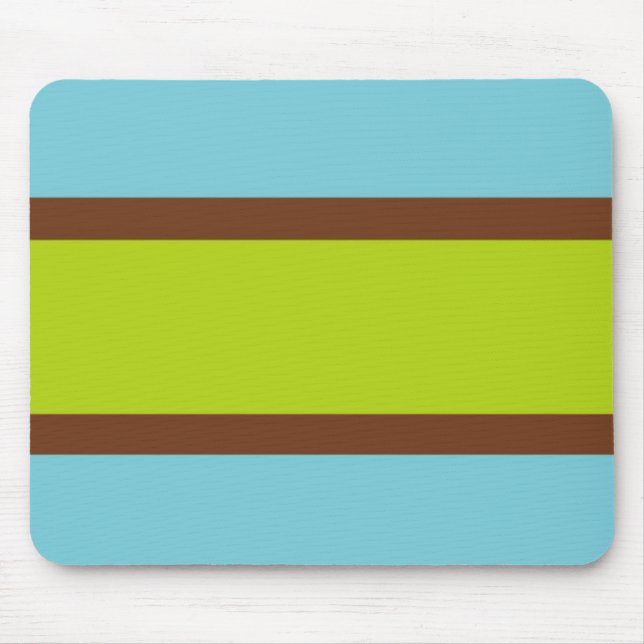 Azul, Brown & verde limão Mousepad listrado (Frente)