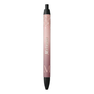 Azul Caneta brilhante Dourada rosa com letra e nome per
