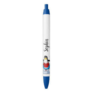 Azul Caneta e Dia de os namorados de Pinguim-Caneta esc