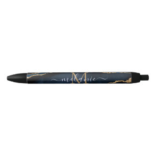Azul Caneta Marinho Agate Blue Gemstone Marble Monogram