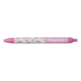 Azul Caneta Personalizada Nome Peônias Rosa