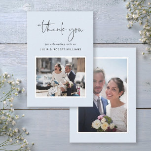 Azul   Cartões de agradecimentos Fotográfico do Ca