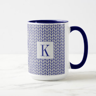 AZUL CINZA MALHADO Caneca Alta Combo Navy + Inicia