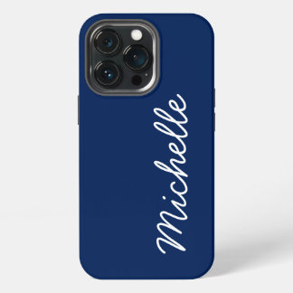 Azul Clássico e Branco Nome ou Texto Personalizado