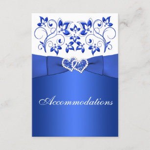 Azul cobalto, Floral branco, Cartão de gabinete de