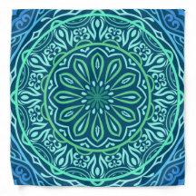 Azul Colorido Mandala Bandana