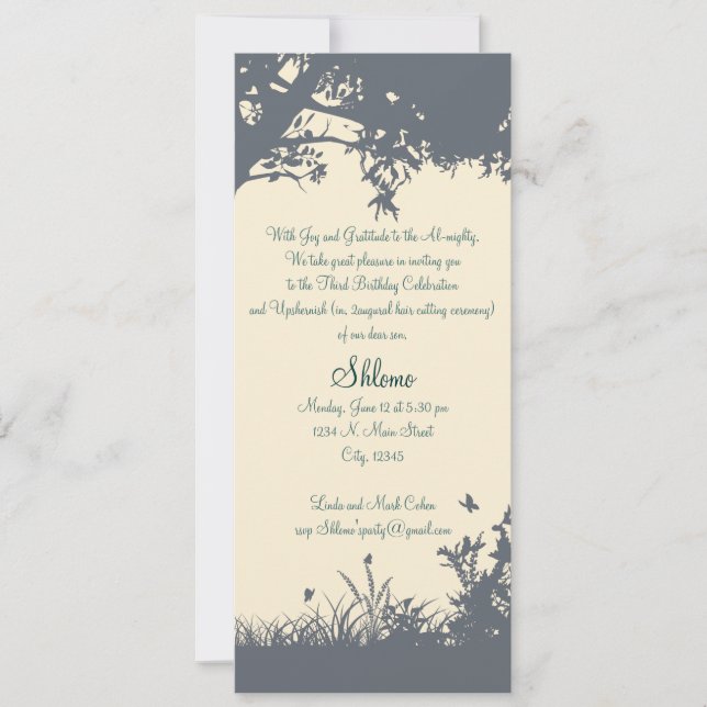 Azul - Convite Amarelo para Upshernish (Frente)