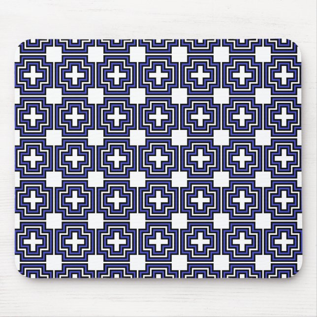 Azul cruzado e quadrado - Mousepad (Frente)