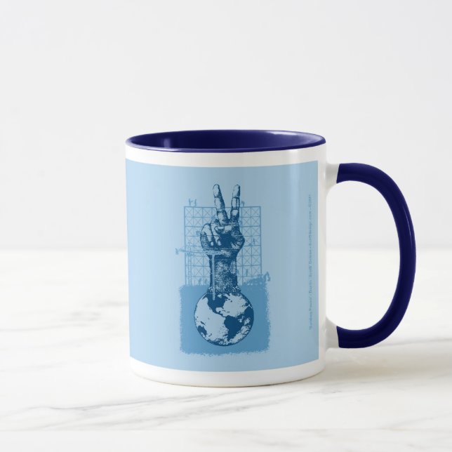 Azul da caneca da campainha da paz da construção (Direita)