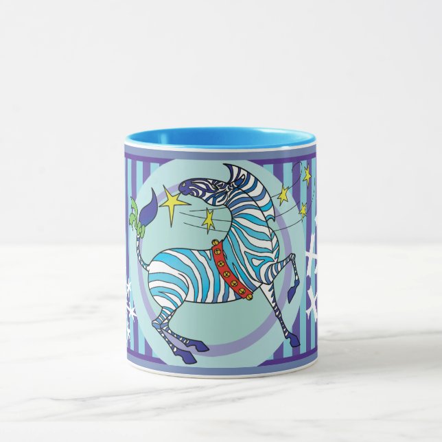 Azul da caneca do Natal da zebra de 2018 feriados (Centro)