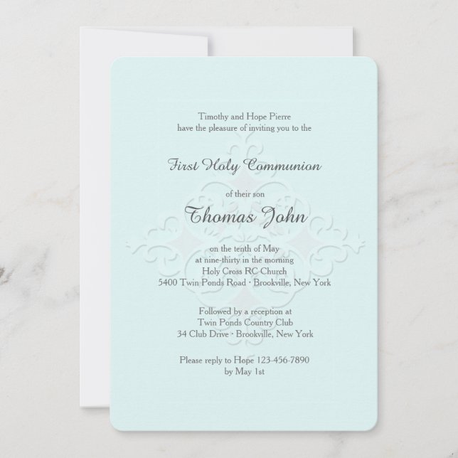 Azul de Convite Cruzado Religioso (Frente)