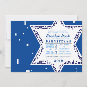 Azul de Convite para Bar de Estrelas e Quadrados
