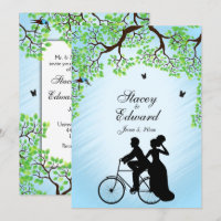 Azul de Convite para Casamento de Tema Bicicleta