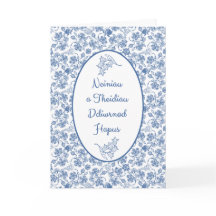 Azul de Galês no cartão floral branco do dia das