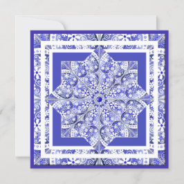 Azul de rendas cerâmico do cartão de vazio de Gréc