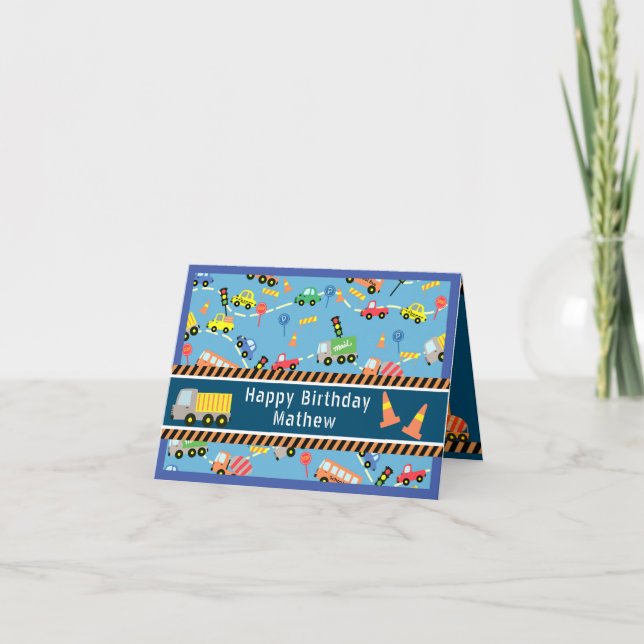 Azul de transporte. Cartão de Aniversário (Frente)