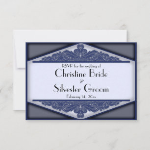 Azul Desbotado Vintage, 3,5"x5" RSVP de casamento