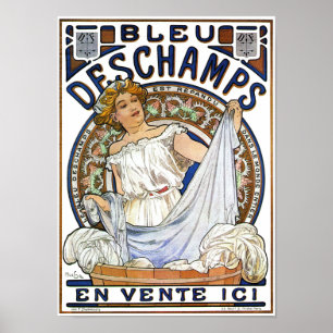 Azul Deschamps do poster de Nouveau da arte por