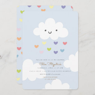 Azul do convite do chá de fraldas das nuvens