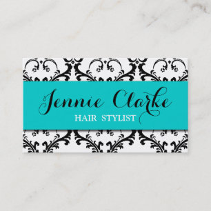 Azul do damasco do cartão de visita do