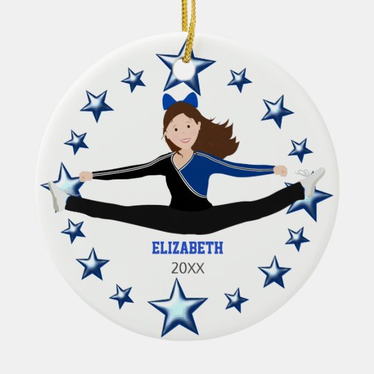Azul do elogio da dança e preto triguenhos ornamento de cerâmica