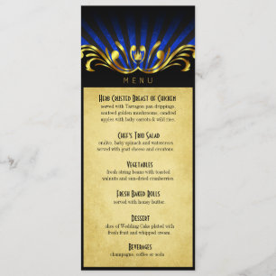 Azul do menu do comensal de Nouveau Vegas da arte